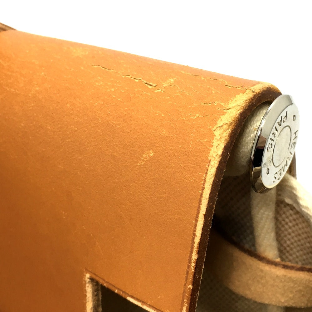 HERMES Backpack Leather/Toile GM beige With replacement bag Herbag add PM Women Used
