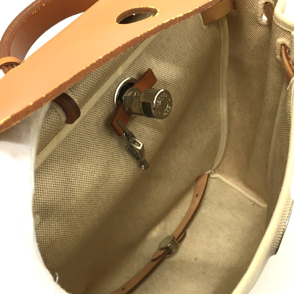 HERMES Backpack Leather/Toile GM beige With replacement bag Herbag add PM Women Used