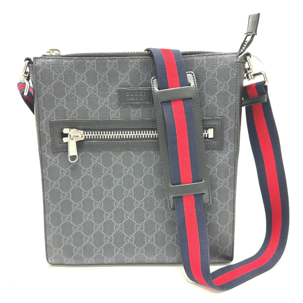 GUCCI Shoulder Bag 474137 GG Supreme Canvas black Bag GG Messenger mens Used