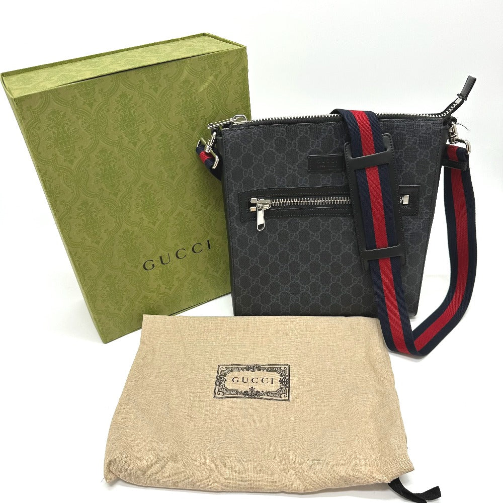 GUCCI Shoulder Bag 474137 GG Supreme Canvas black Bag GG Messenger mens Used