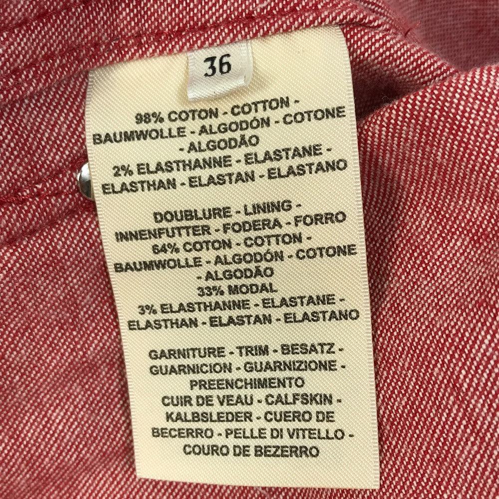 HERMES Denim Jacket Cotton, Elastane Red Serie button Long sleeve Women 36 Used