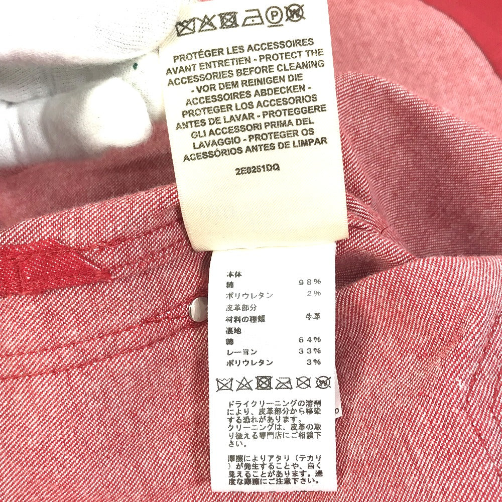 HERMES Denim Jacket Cotton, Elastane Red Serie button Long sleeve Women 36 Used