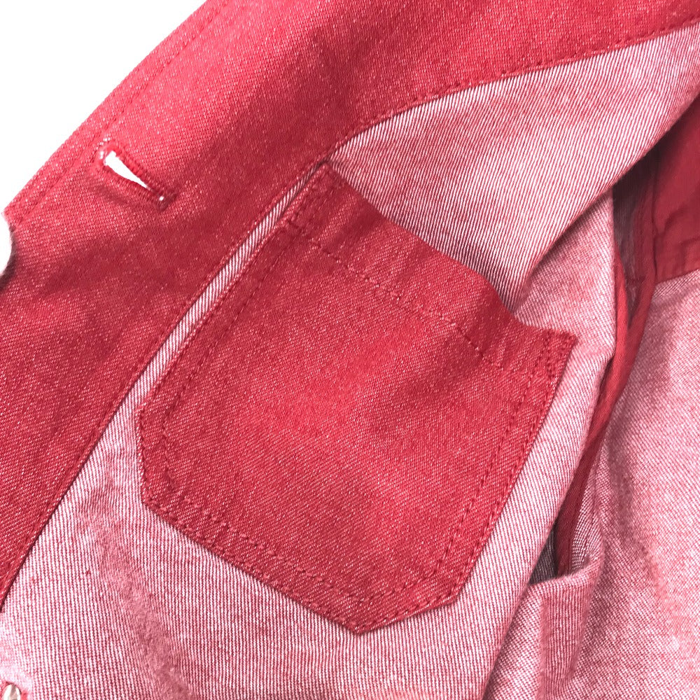 HERMES Denim Jacket Cotton, Elastane Red Serie button Long sleeve Women 36 Used