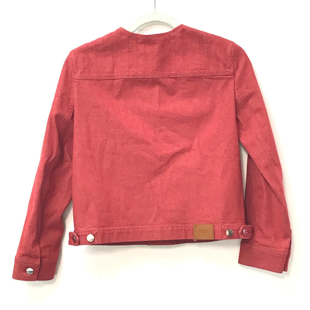 HERMES Denim Jacket Cotton, Elastane Red Serie button Long sleeve Women 36 Used