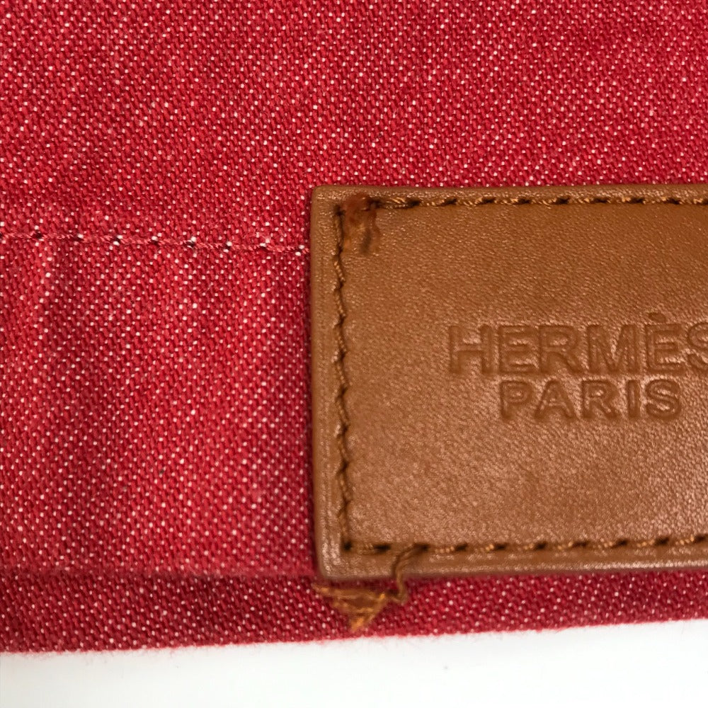 HERMES Denim Jacket Cotton, Elastane Red Serie button Long sleeve Women 36 Used