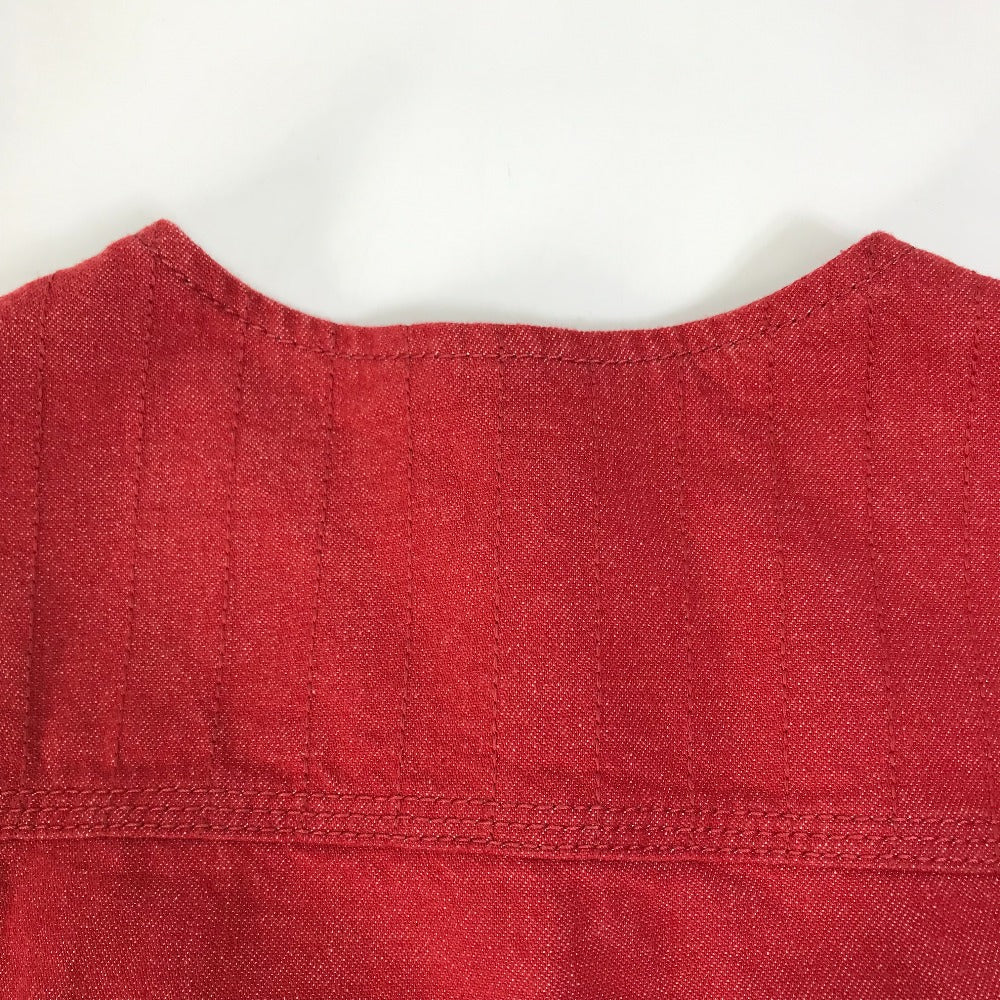 HERMES Denim Jacket Cotton, Elastane Red Serie button Long sleeve Women 36 Used