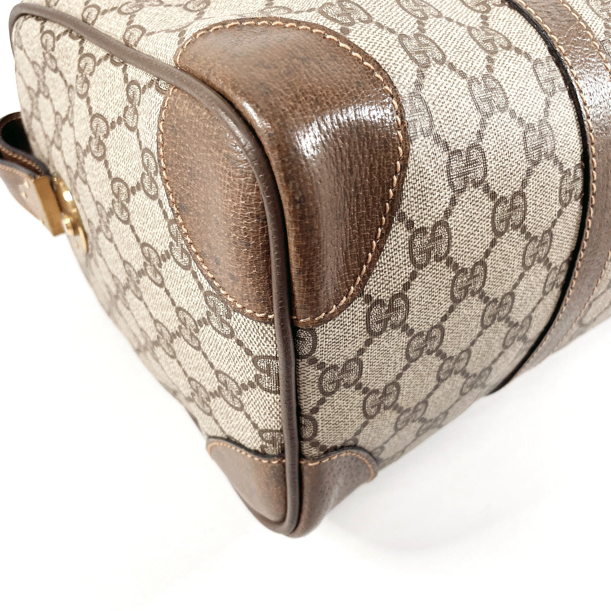 GUCCI Boston Duffel bag 58�E012�E468�E40 GG Supreme canvas, leather Brown Old Gucci unisex Used