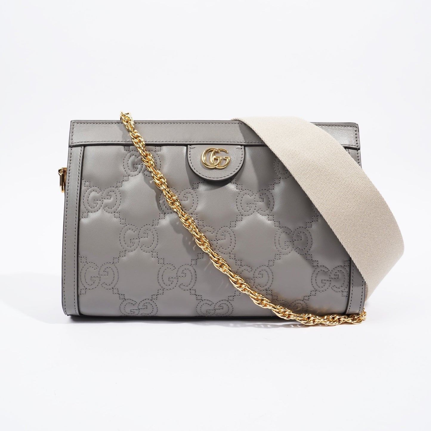 Gucci GG Matelasse Grey Matelasse Leather Small