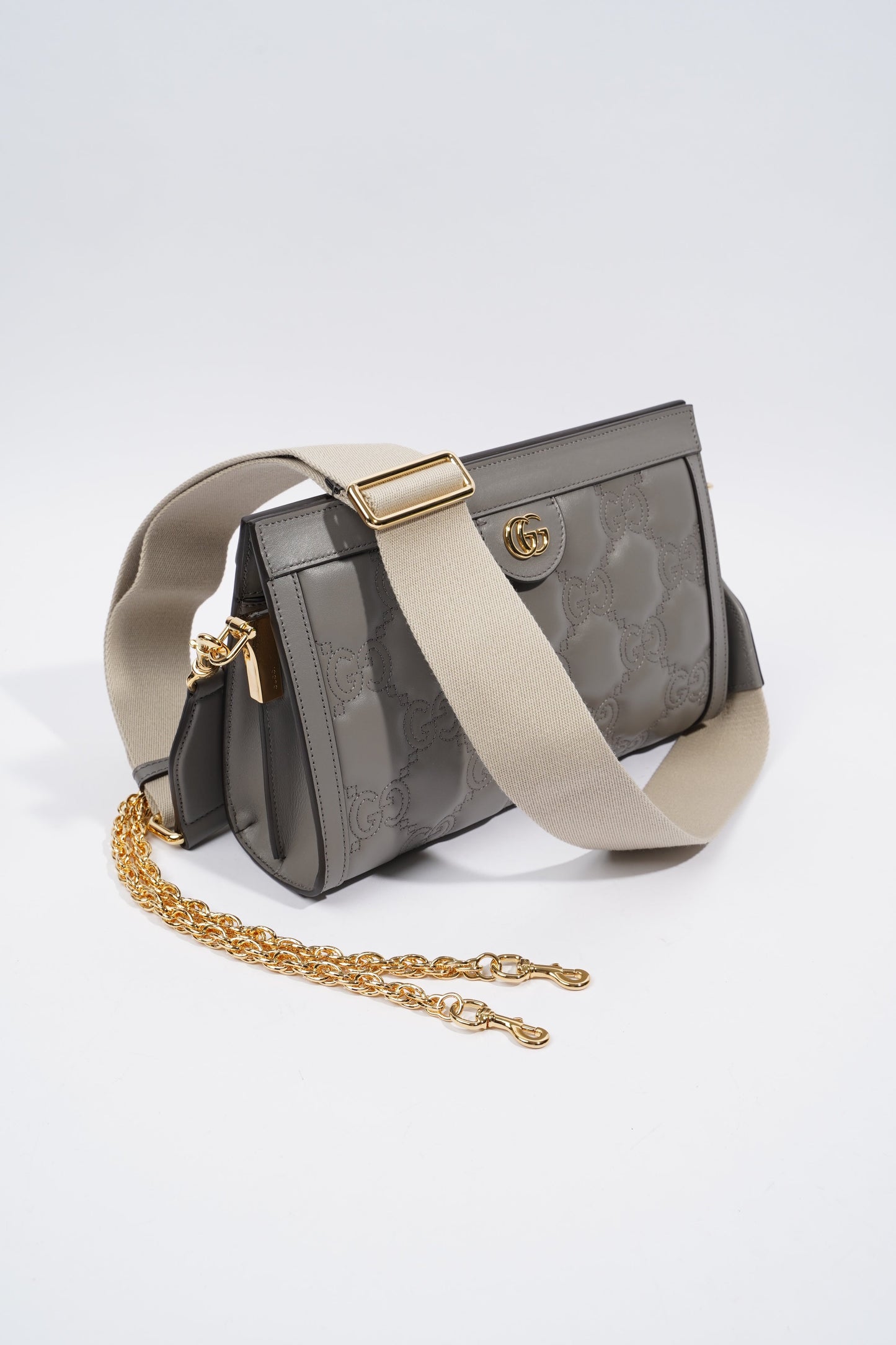 Gucci GG Matelasse Grey Matelasse Leather Small