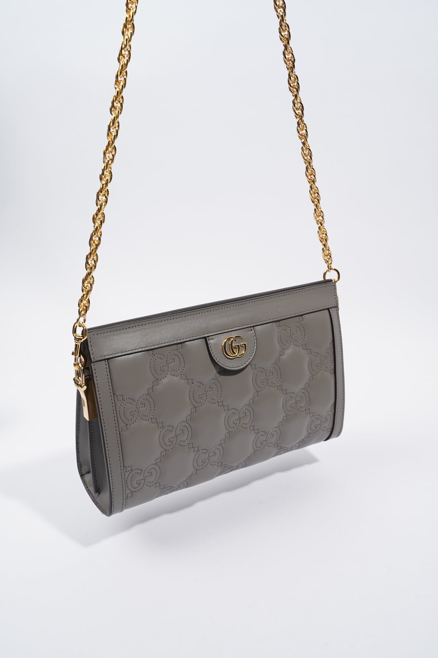 Gucci GG Matelasse Grey Matelasse Leather Small