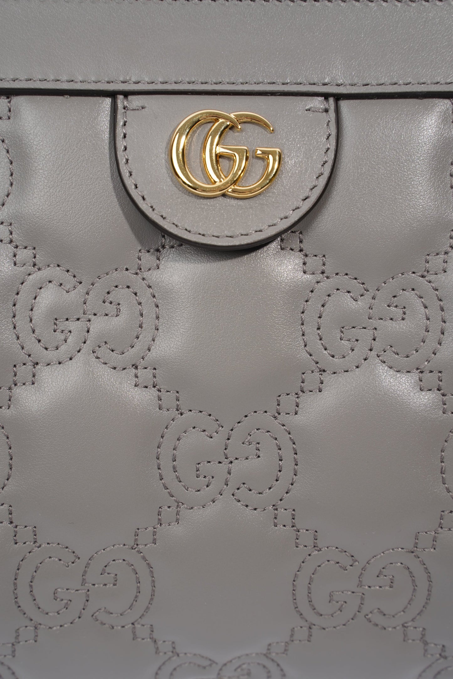 Gucci GG Matelasse Grey Matelasse Leather Small