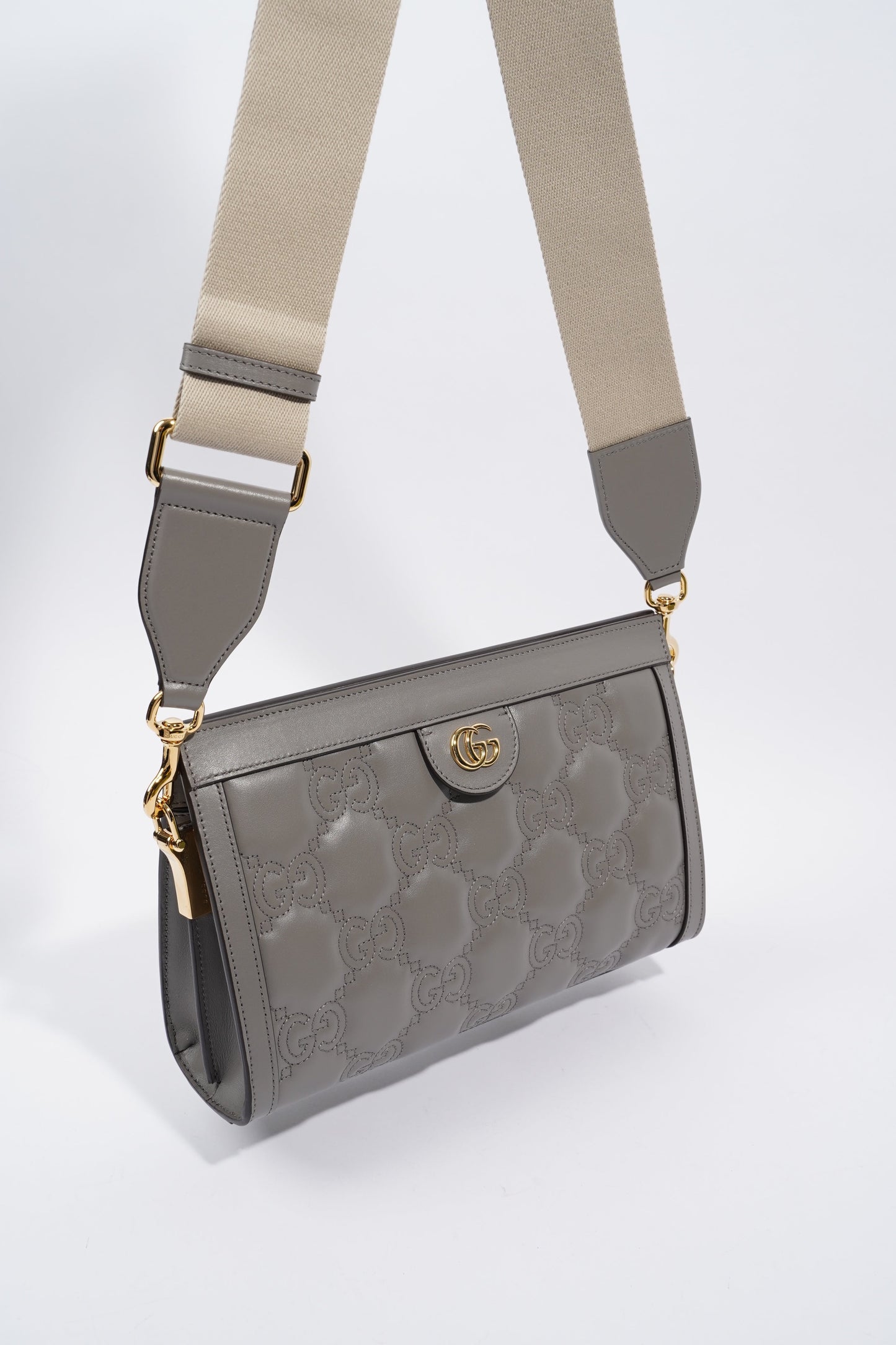 Gucci GG Matelasse Grey Matelasse Leather Small