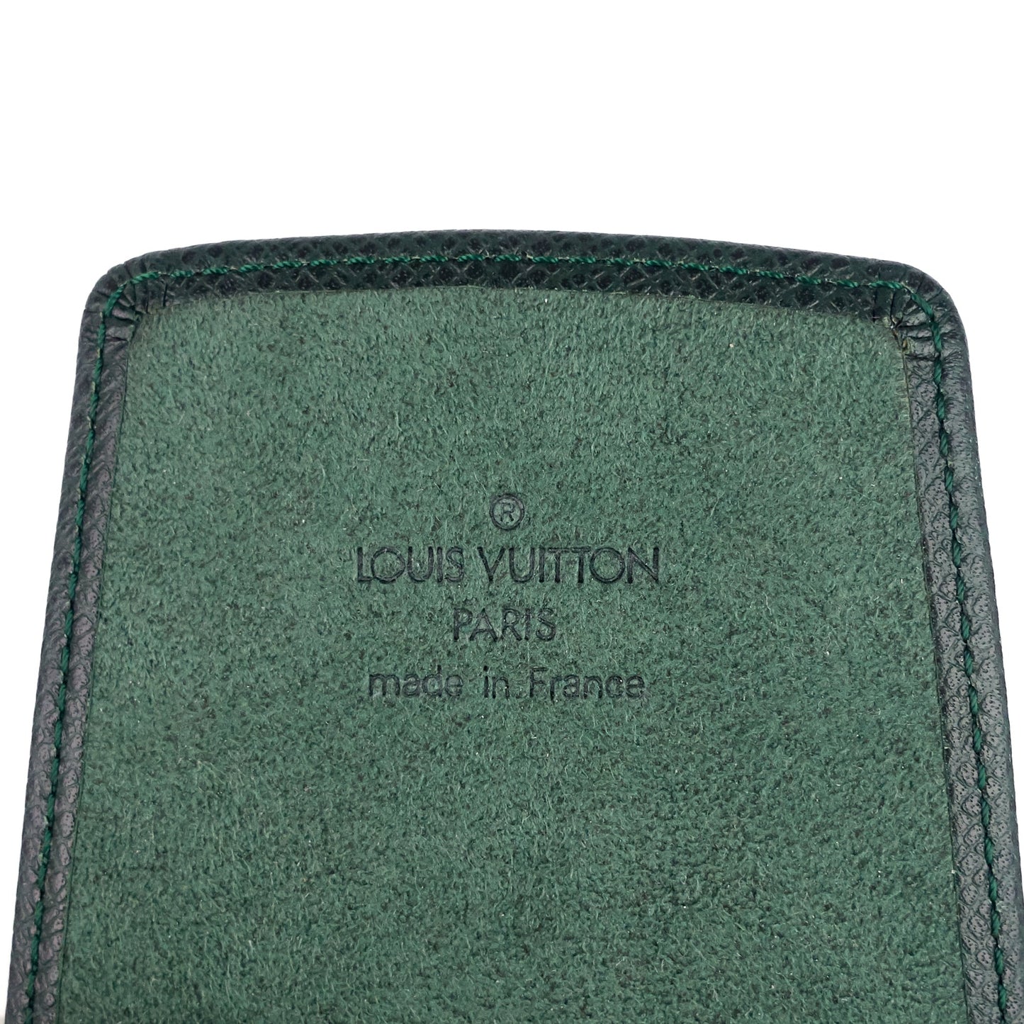LOUIS VUITTON Green Taiga Leather Pen Holder