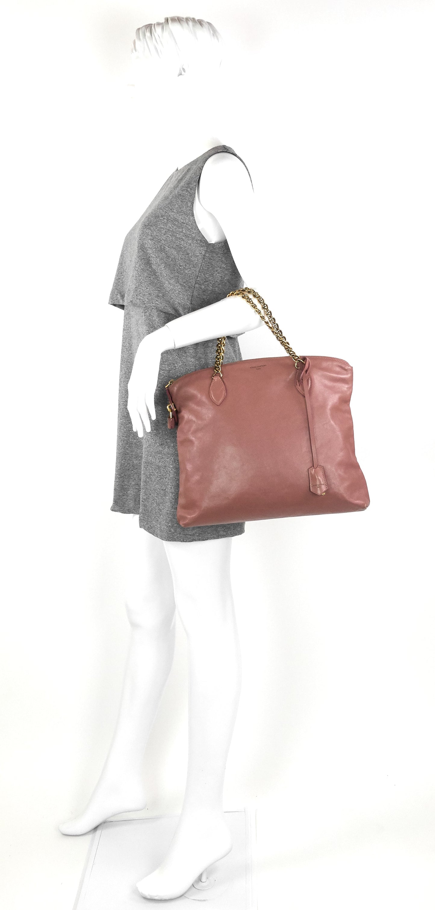 LOUIS VUITTON Cuir Boudoir Lockit Leather Chain Tote Bag
