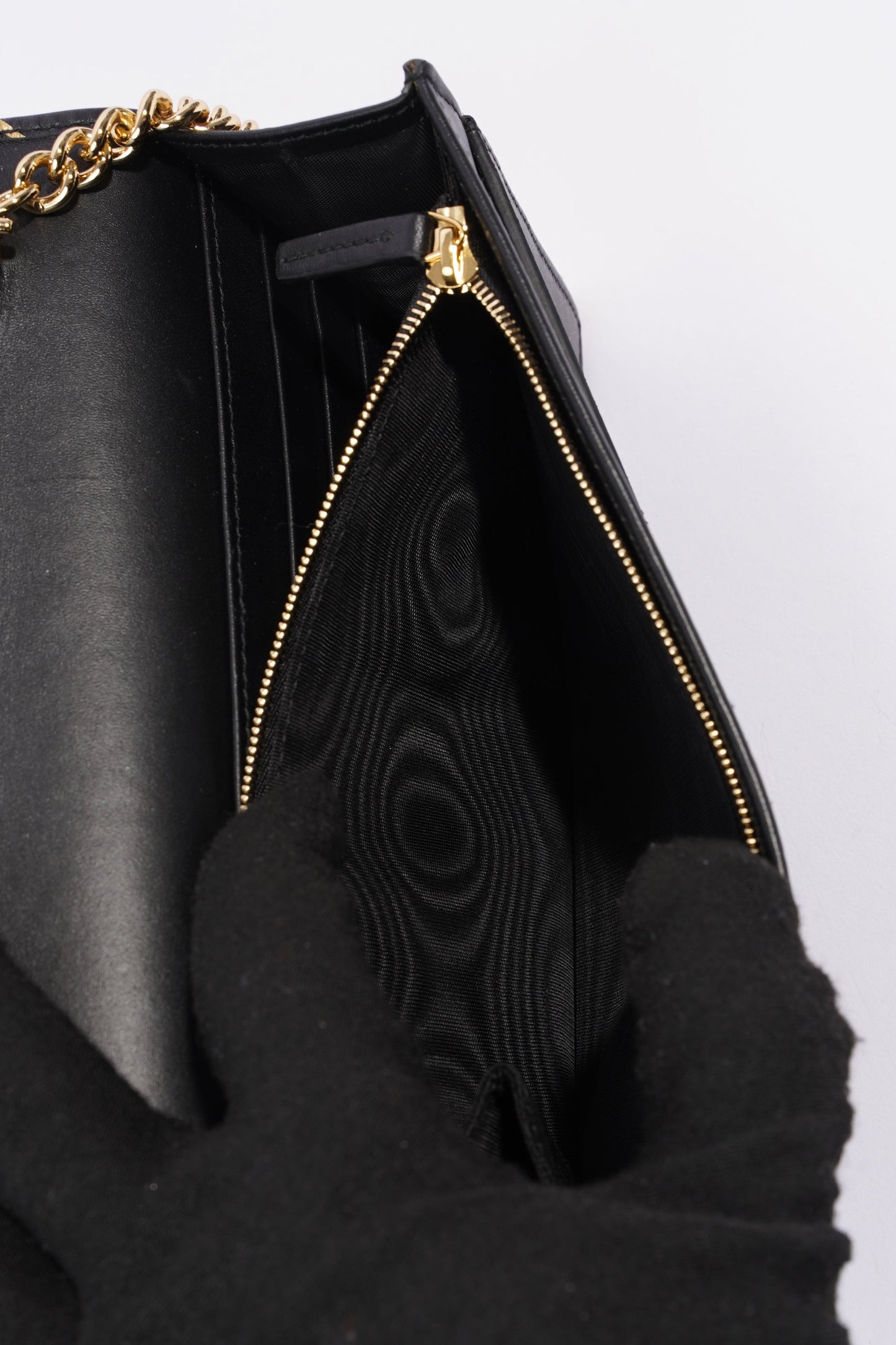 Gucci Wallet On Chain Black / Gold Leather