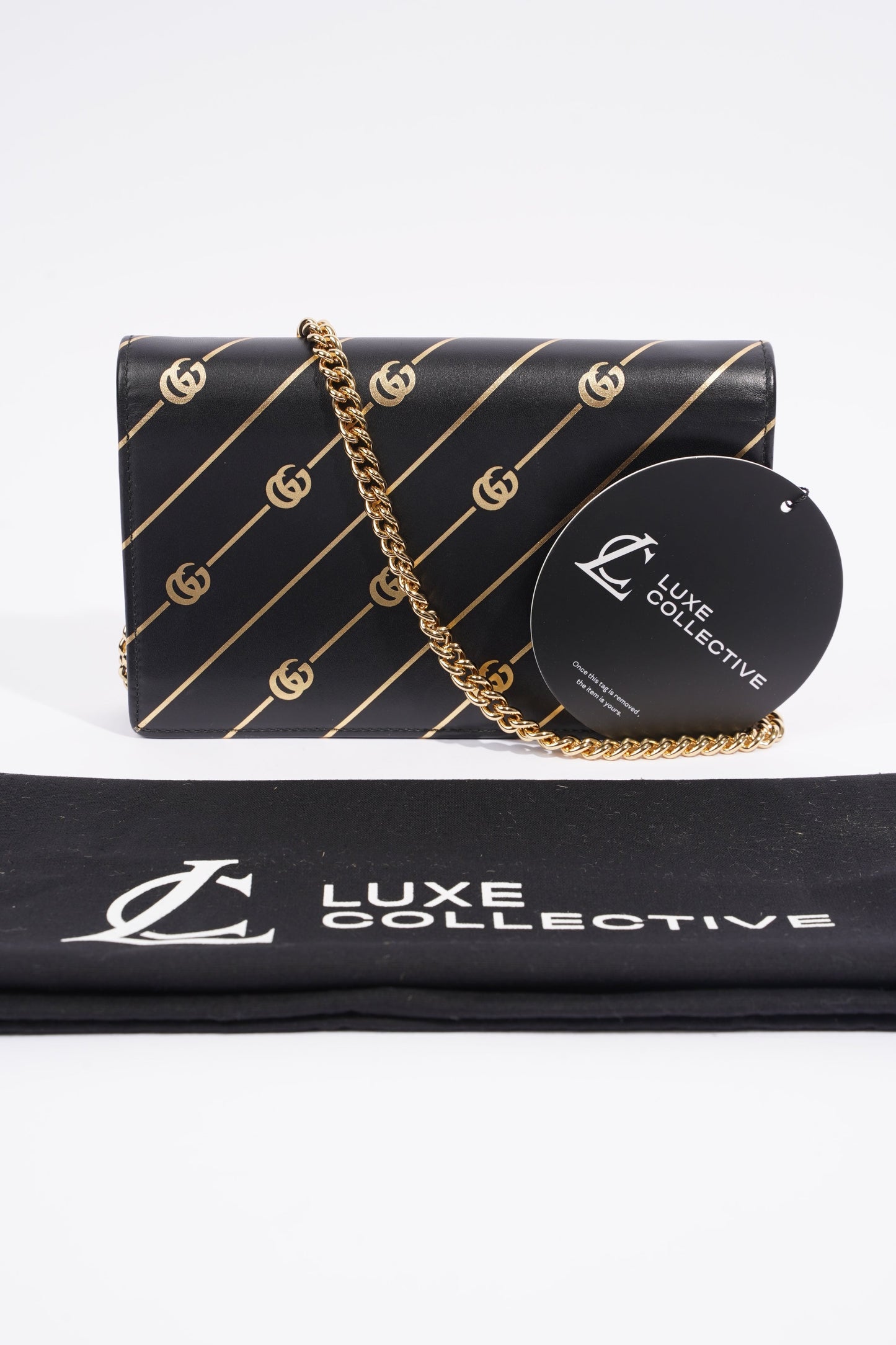 Gucci Wallet On Chain Black / Gold Leather
