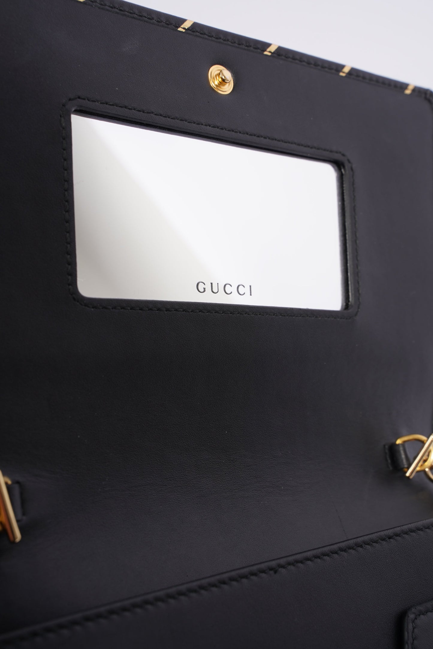 Gucci Wallet On Chain Black / Gold Leather