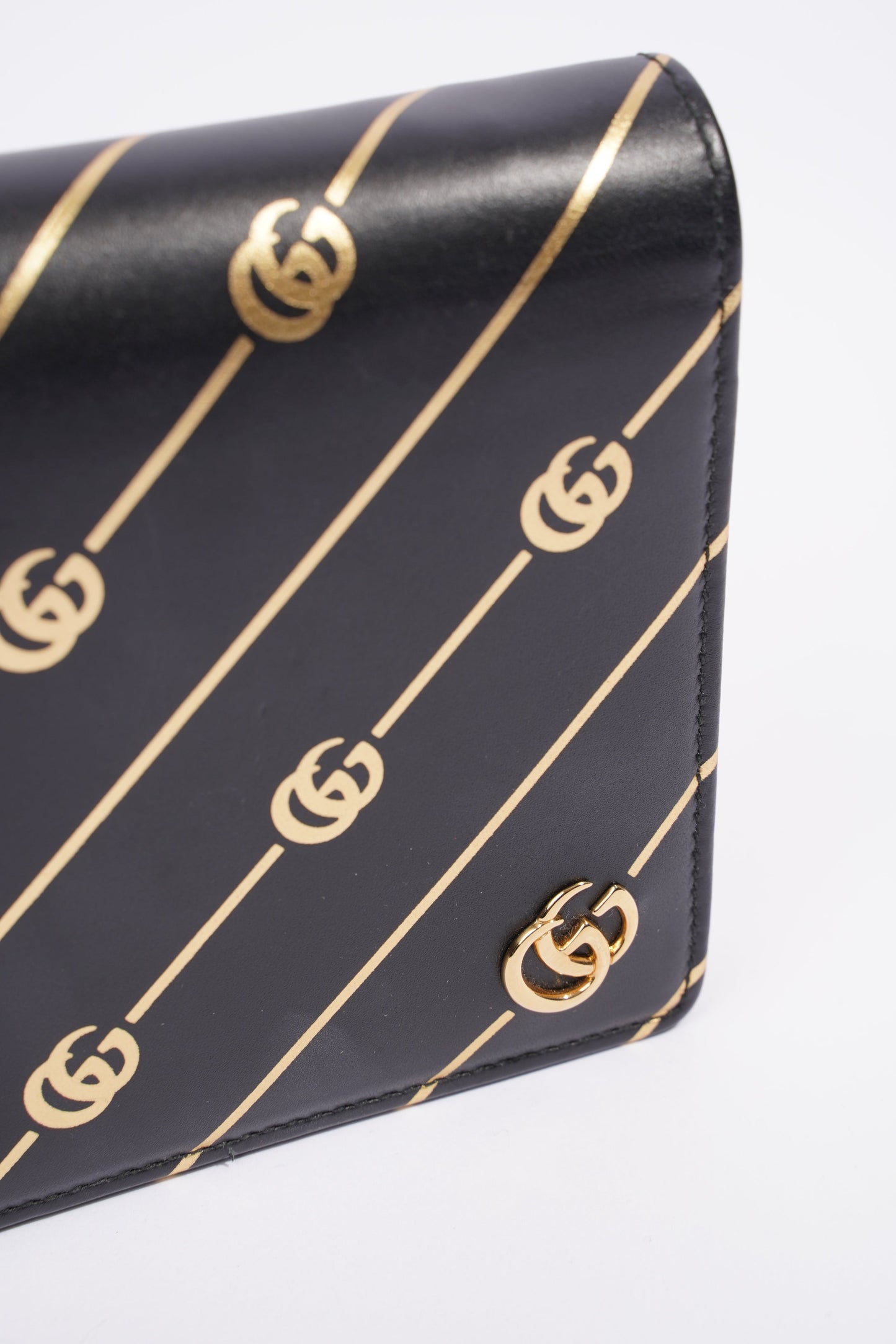 Gucci Wallet On Chain Black / Gold Leather