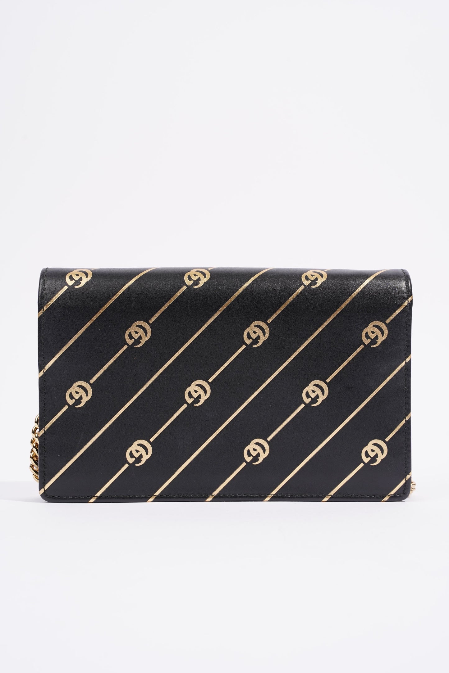 Gucci Wallet On Chain Black / Gold Leather