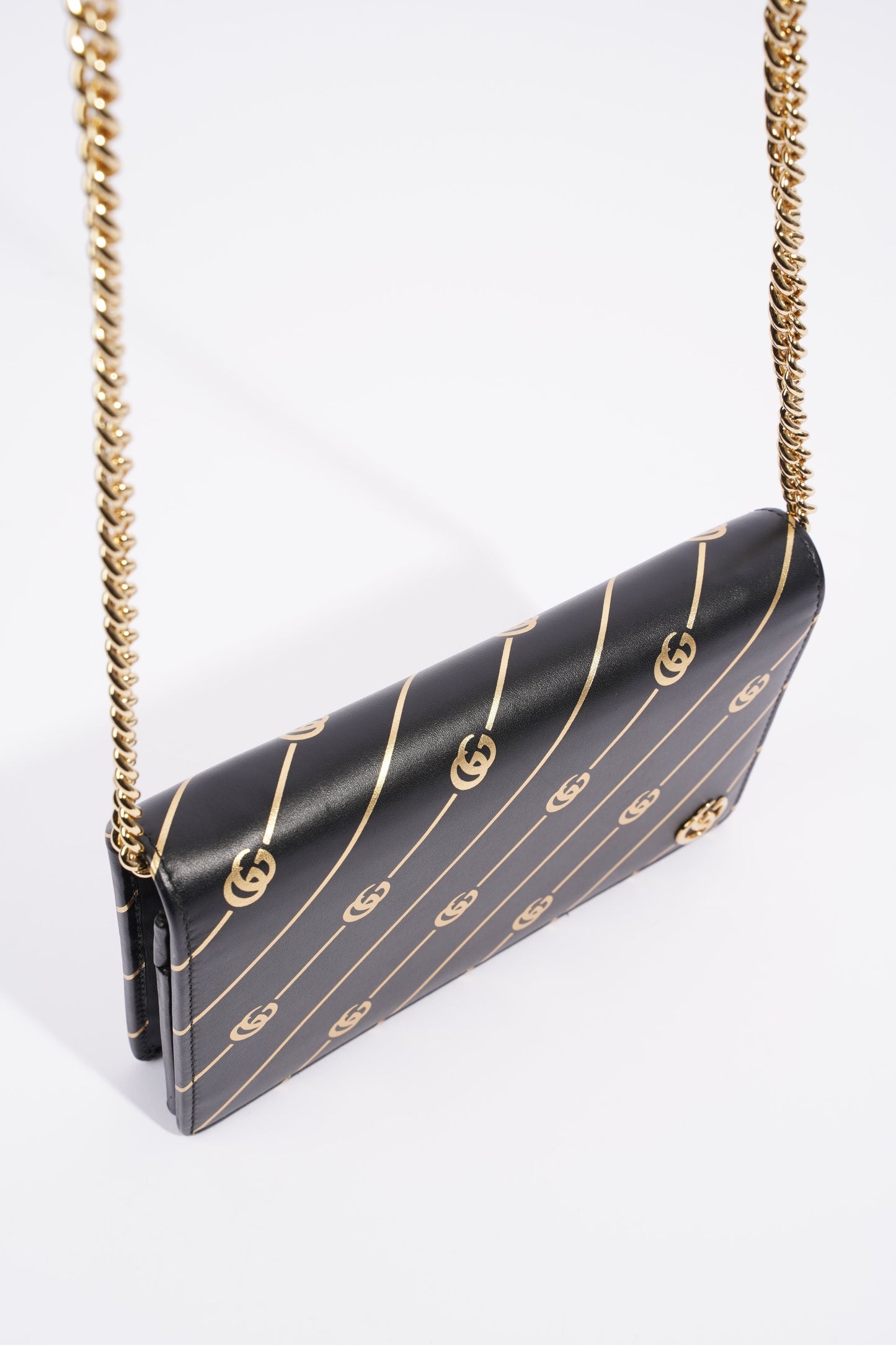 Gucci Wallet On Chain Black / Gold Leather