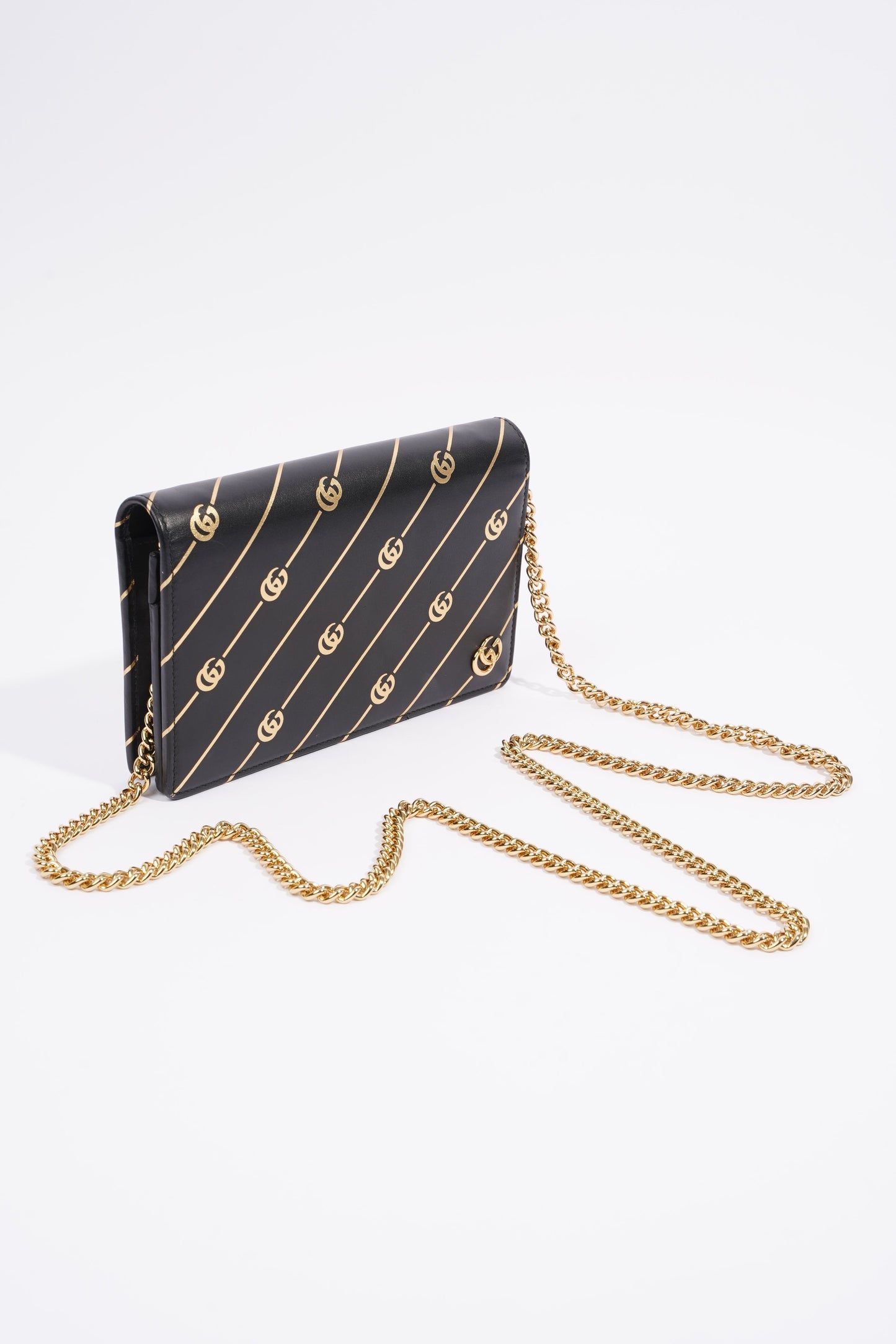 Gucci Wallet On Chain Black / Gold Leather