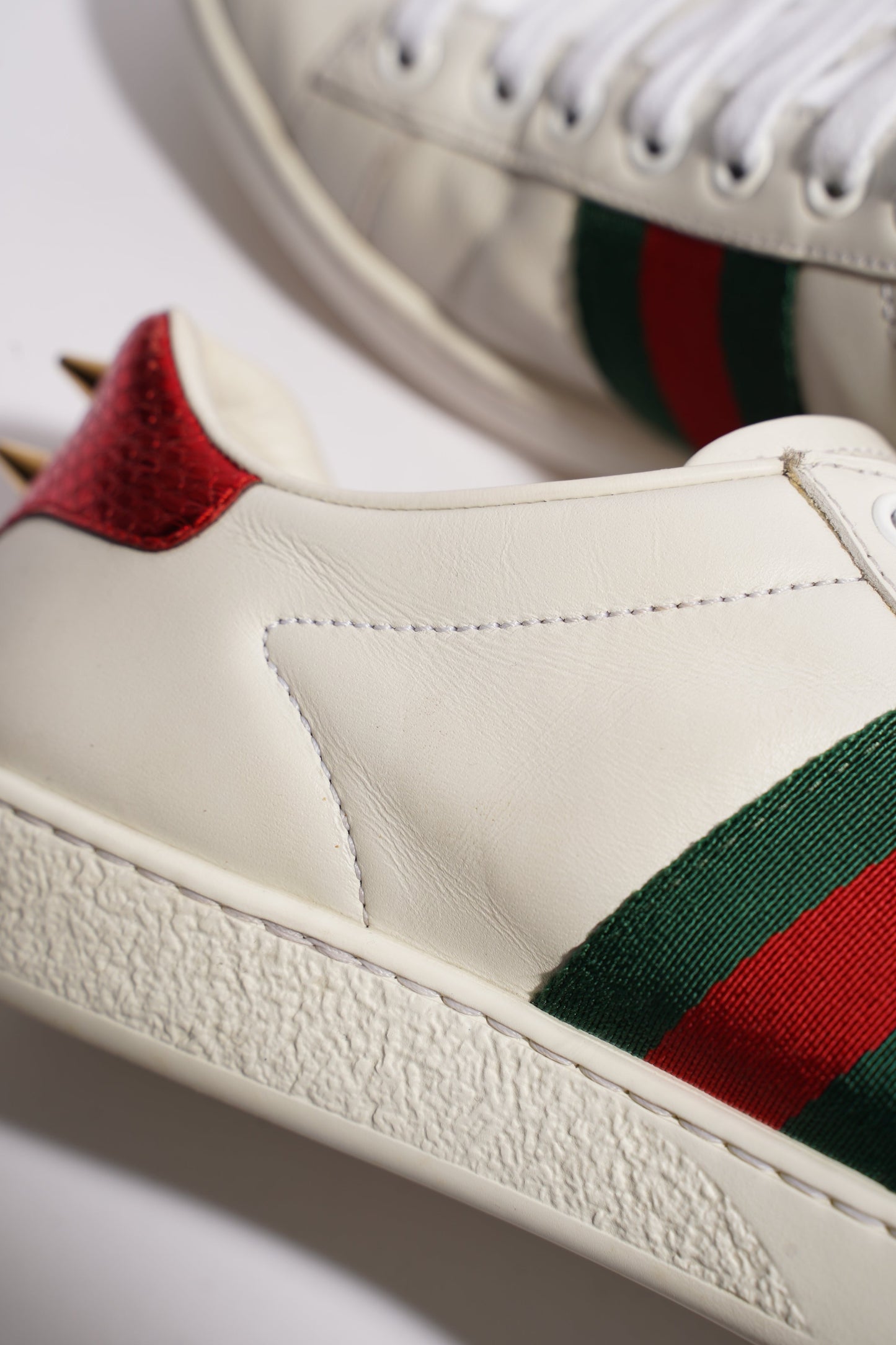 Gucci Ace Pearl And Spike White / Red / Green Leather EU 36 UK 3