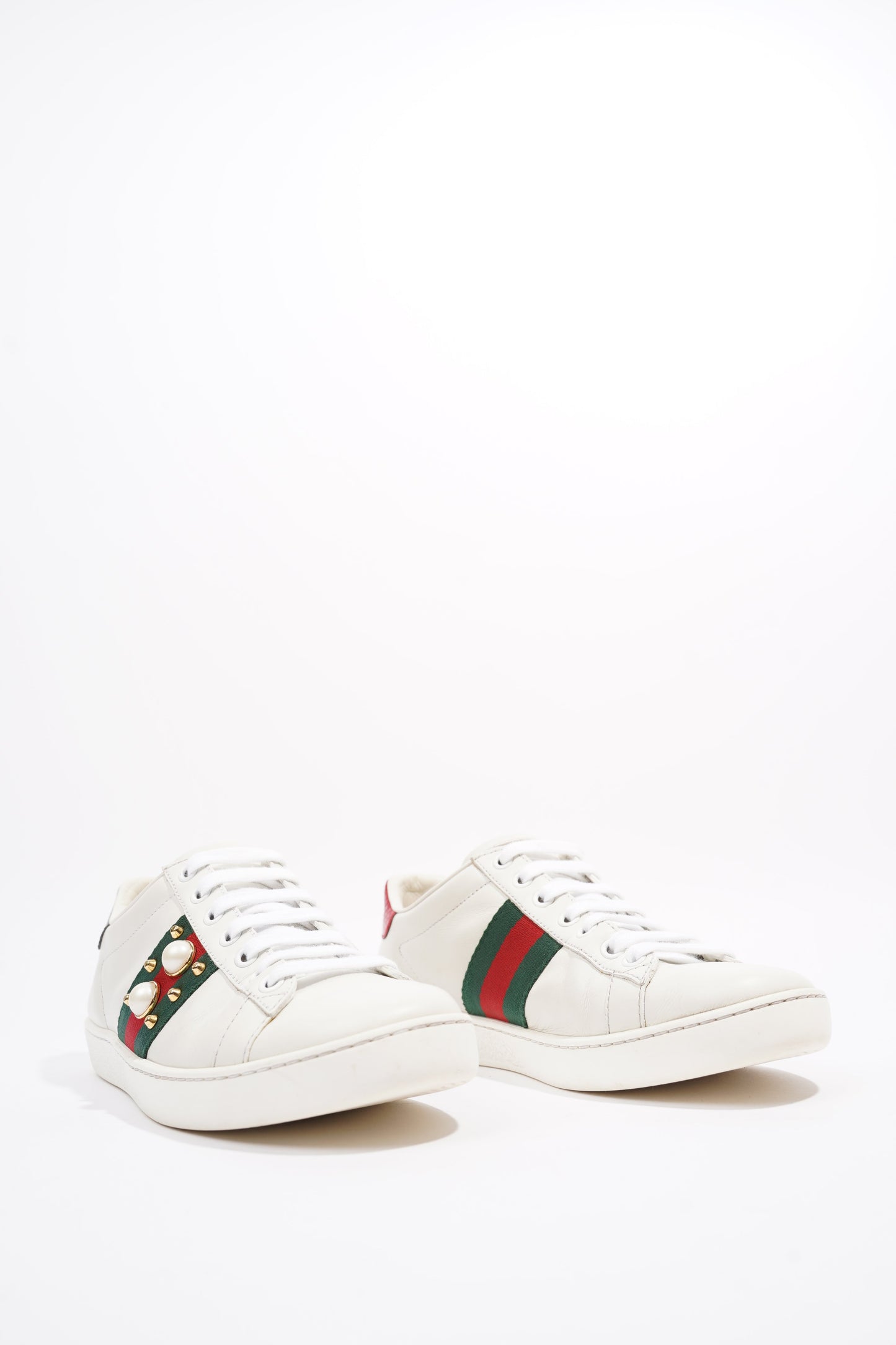 Gucci Ace Pearl And Spike White / Red / Green Leather EU 36 UK 3