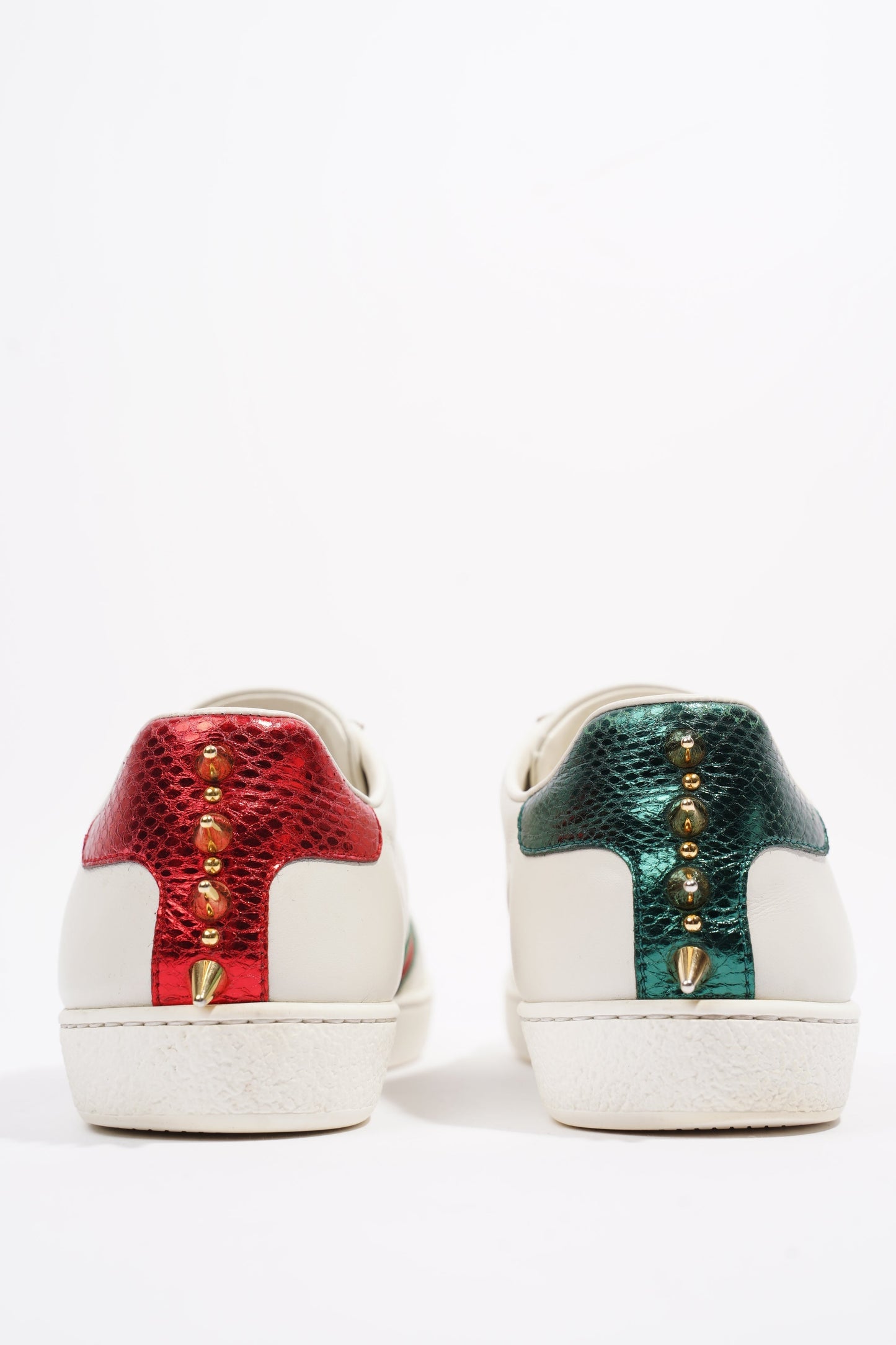 Gucci Ace Pearl And Spike White / Red / Green Leather EU 36 UK 3