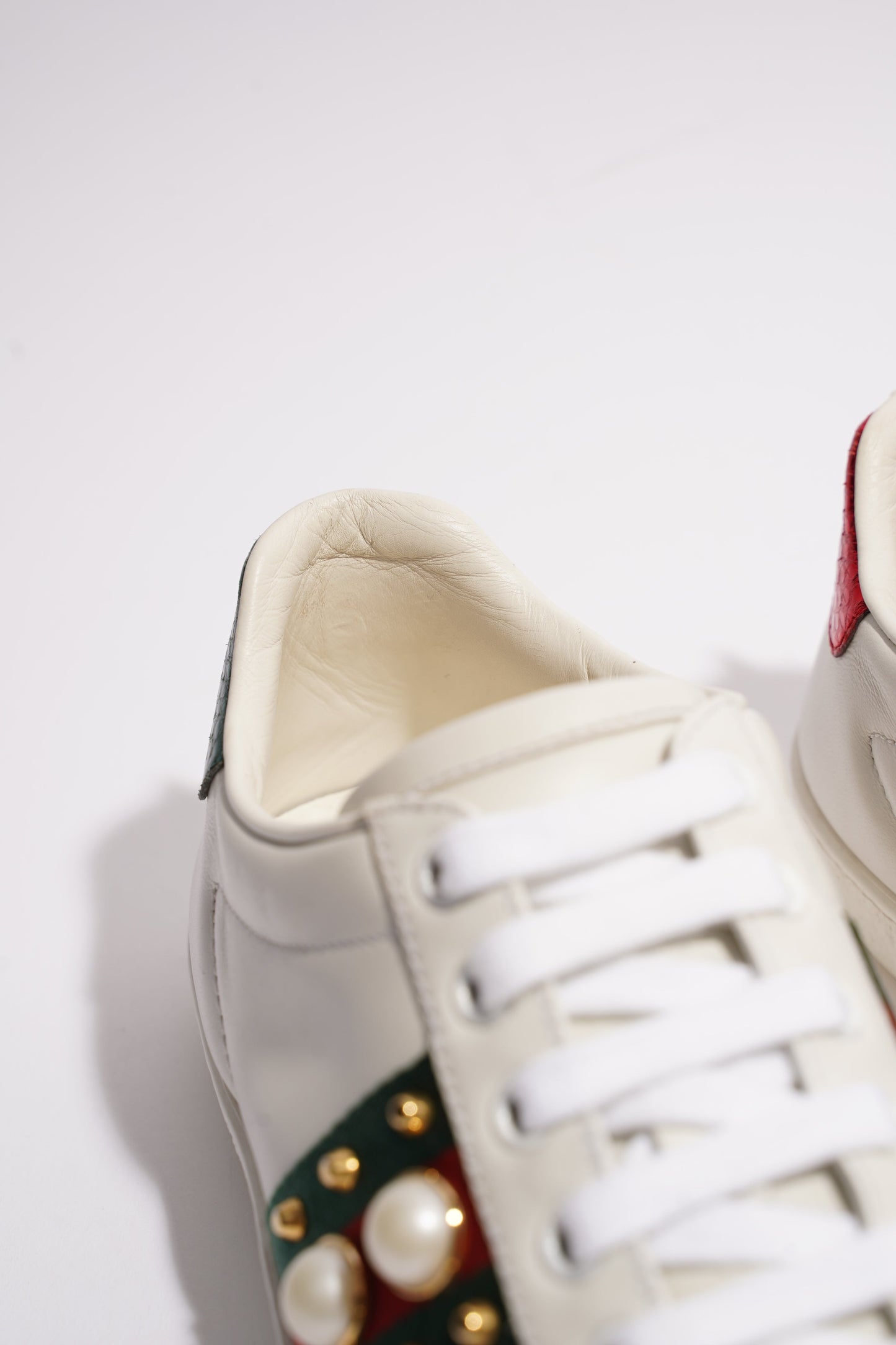 Gucci Ace Pearl And Spike White / Red / Green Leather EU 36 UK 3