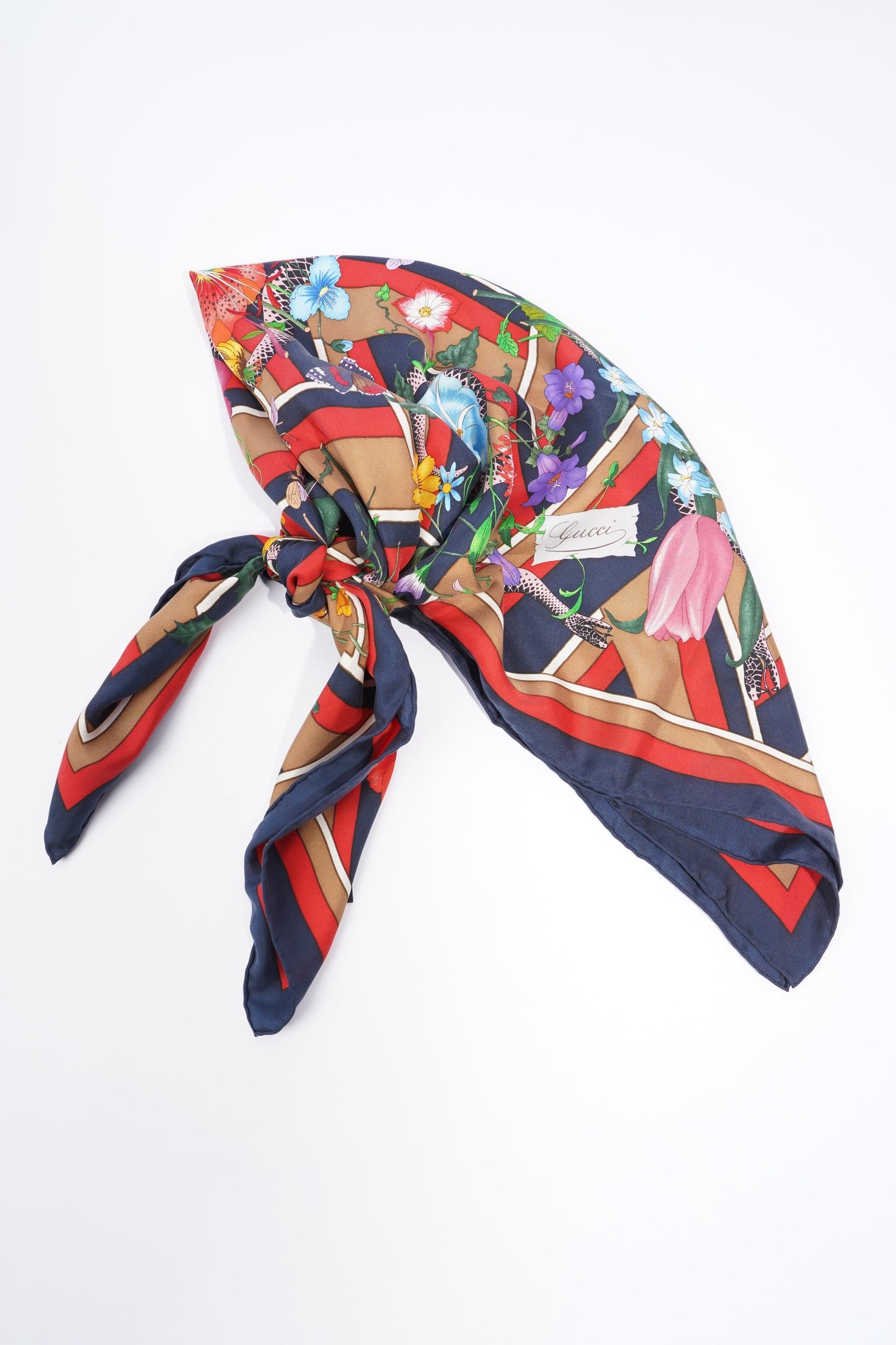 Gucci Flora Chevron Snake Multi Coloured Pattern Silk