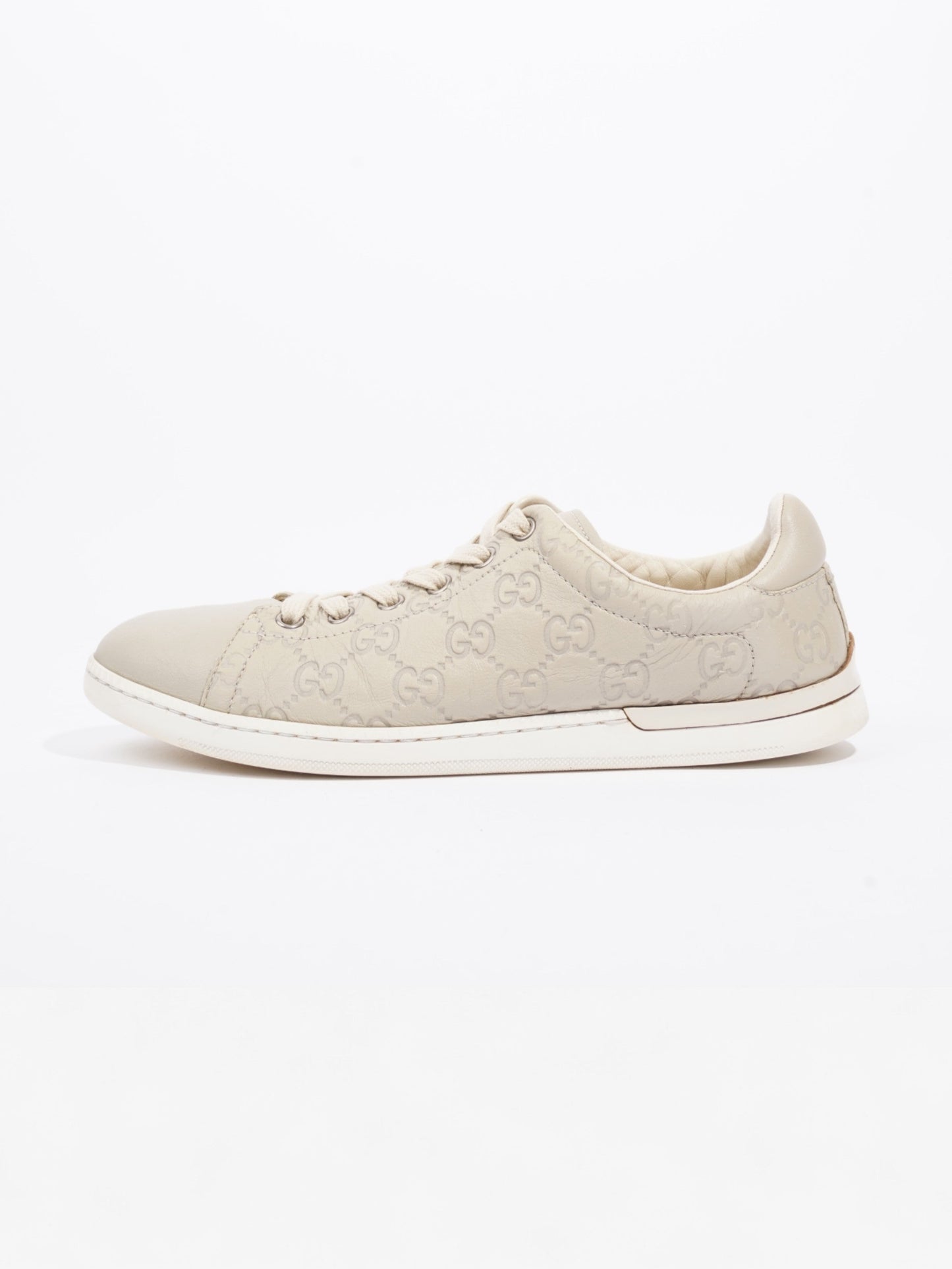 Gucci GG Embossed Ace Beige Embossed Leather EU 37 UK 4