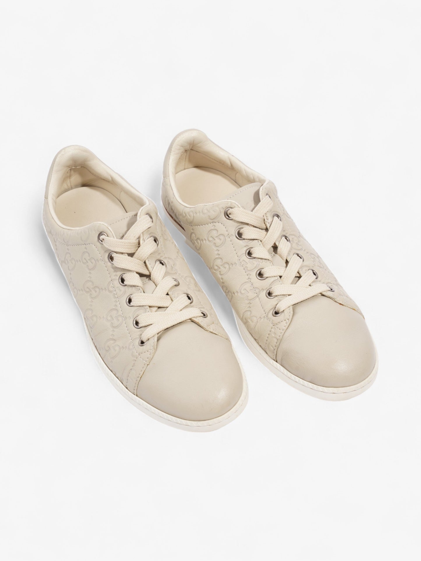 Gucci GG Embossed Ace Beige Embossed Leather EU 37 UK 4