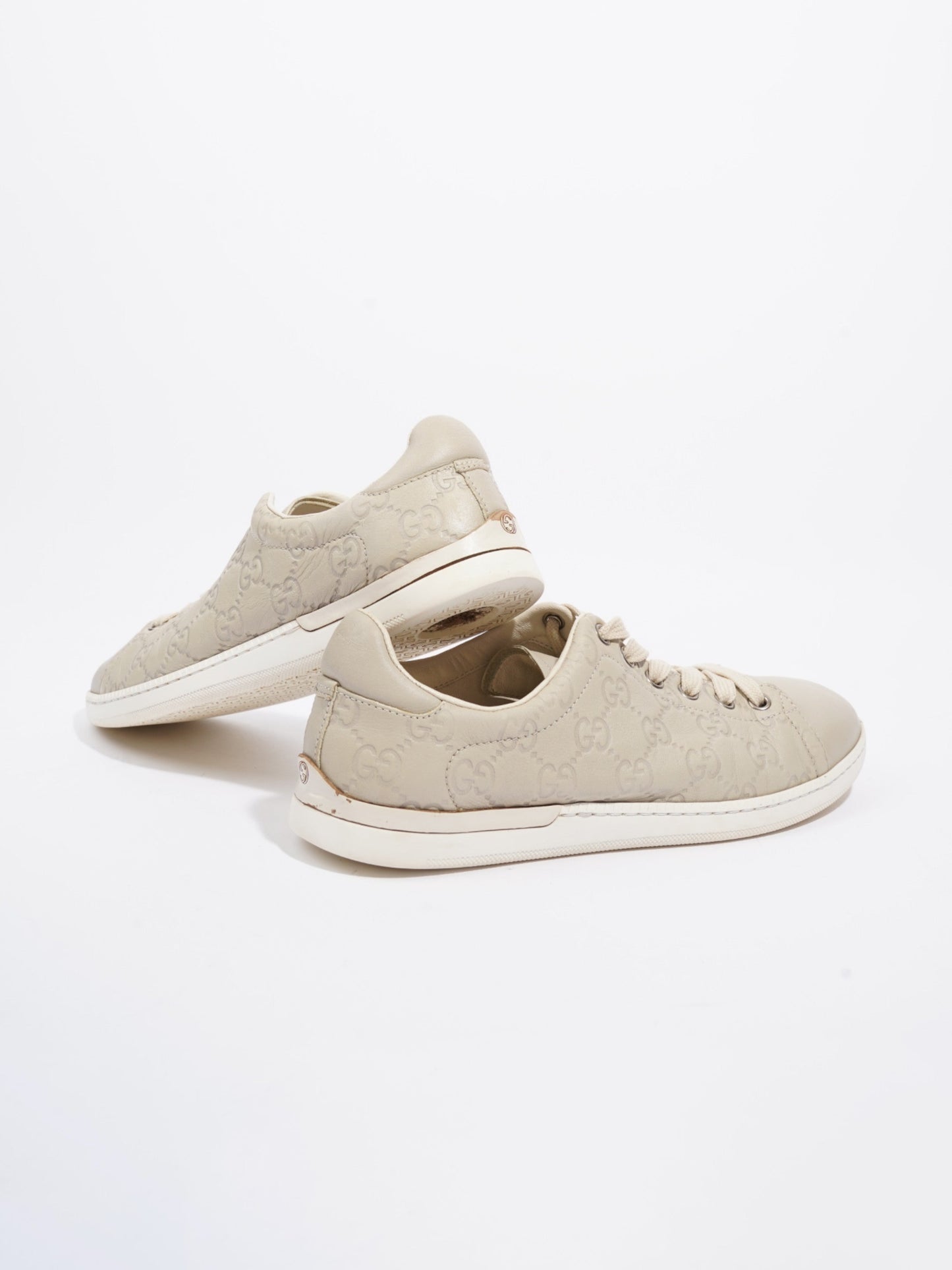 Gucci GG Embossed Ace Beige Embossed Leather EU 37 UK 4