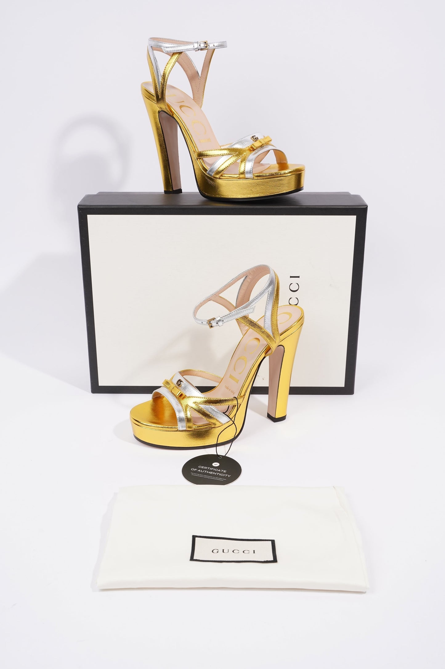 Gucci Alison Gold / Silver Leather EU 36.5 UK 3.5