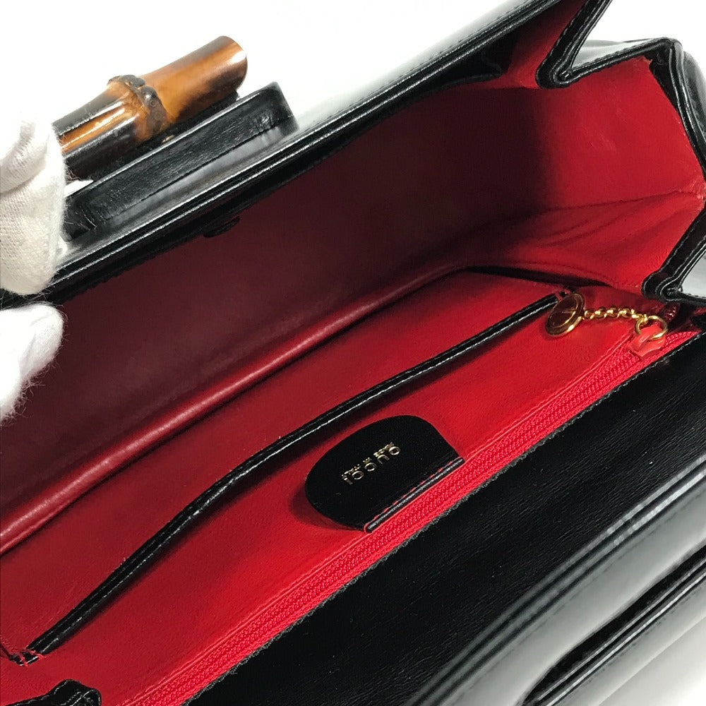 GUCCI Handbag 000 1951 Leather / Bamboo black turn lock old gucci Bamboo Women Used