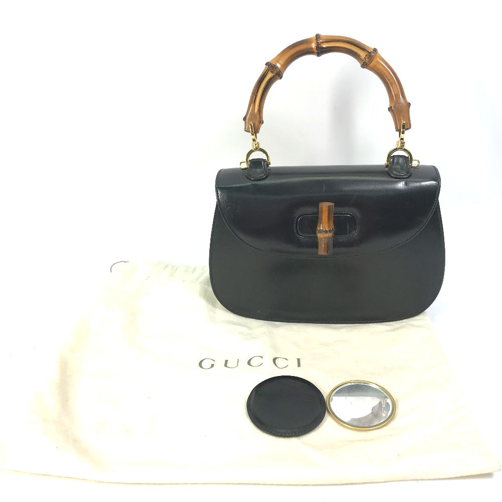 GUCCI Handbag 000 1951 Leather / Bamboo black turn lock old gucci Bamboo Women Used