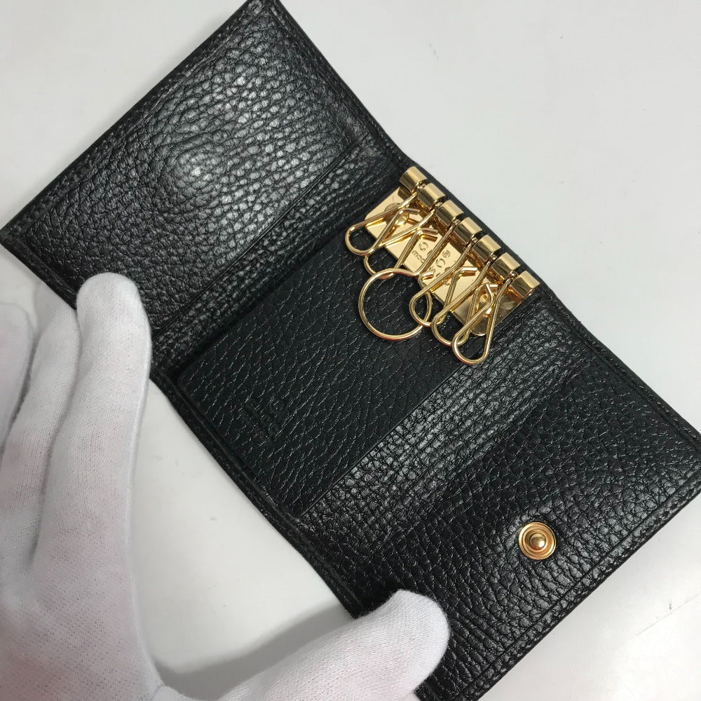 GUCCI Key case Key holder  456118 leather black GG Marmont six hooks Women Used