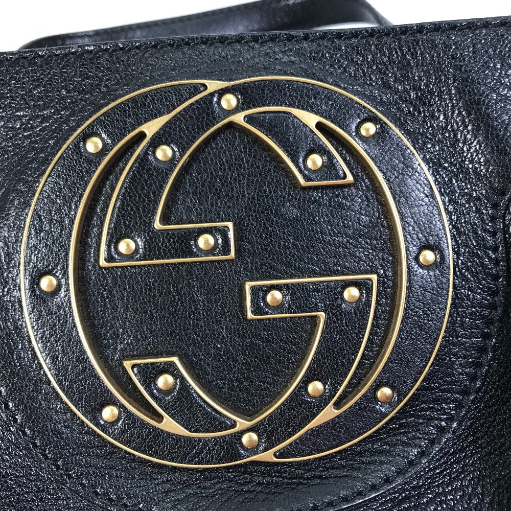 GUCCI Handbag 121551 leather black Interlocking G blondie studs Women Used
