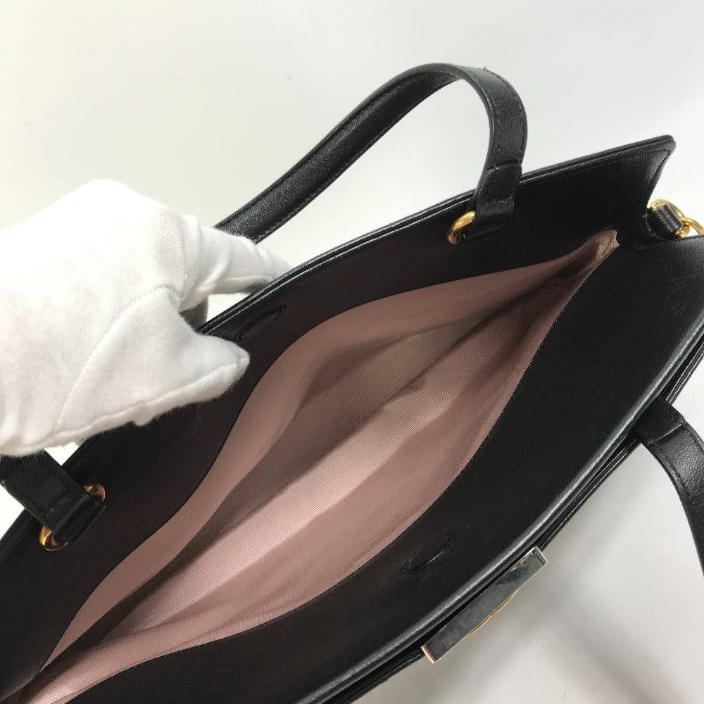 GUCCI Handbag 630595 leather black Tote Bag Interlocking G Women Used