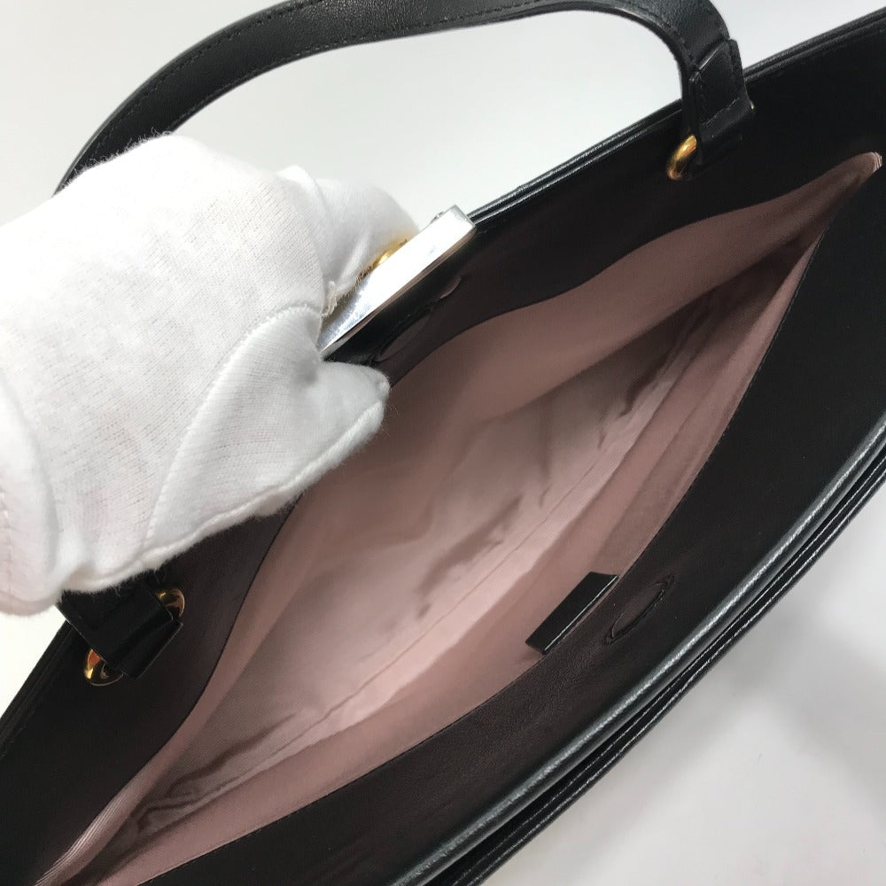 GUCCI Handbag 630595 leather black Tote Bag Interlocking G Women Used