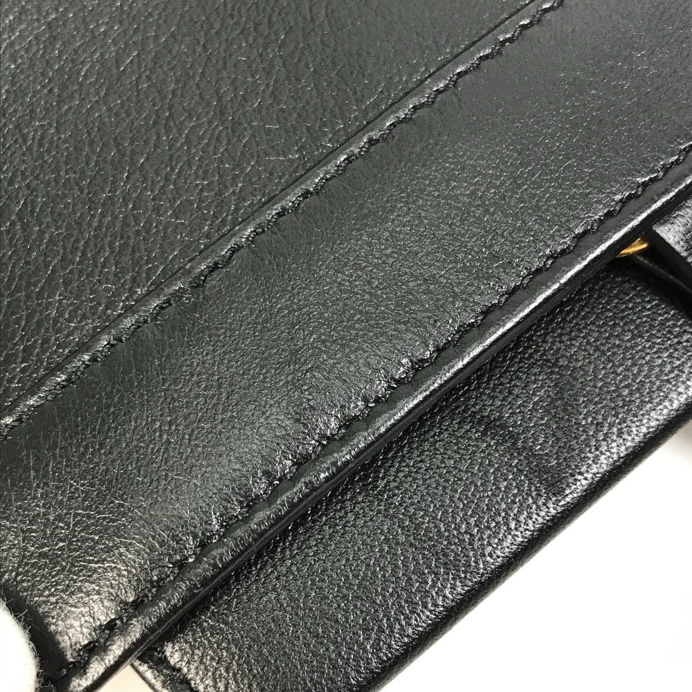 GUCCI Handbag 630595 leather black Tote Bag Interlocking G Women Used