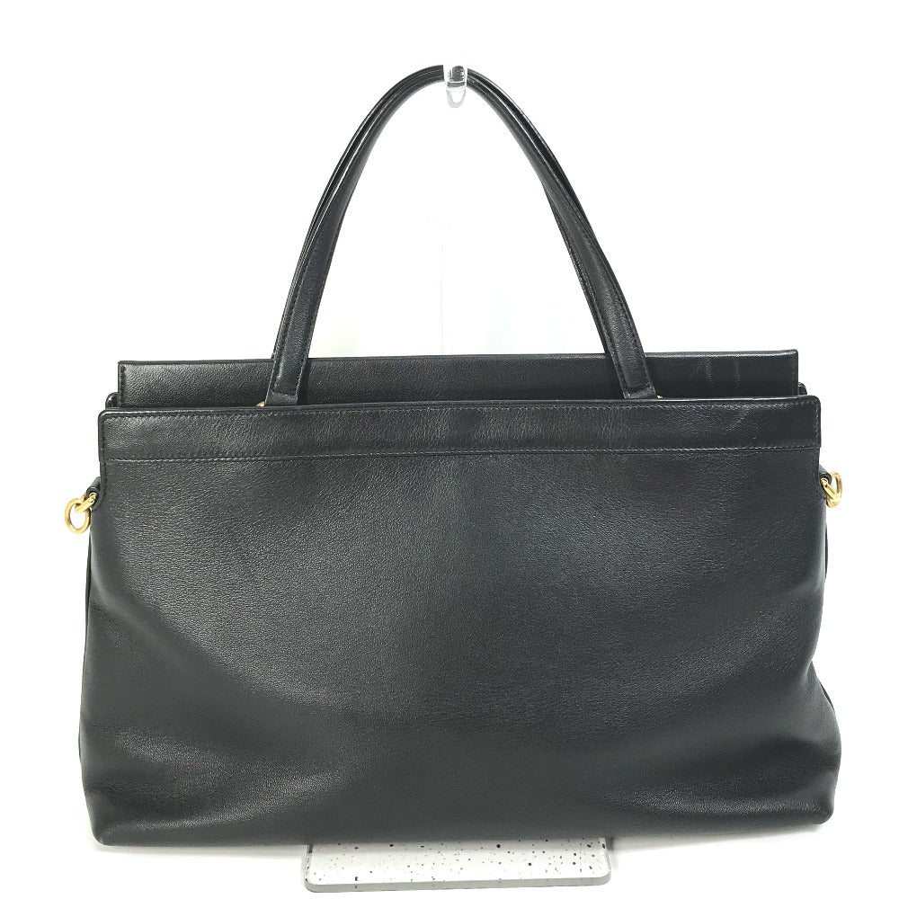 GUCCI Handbag 630595 leather black Tote Bag Interlocking G Women Used