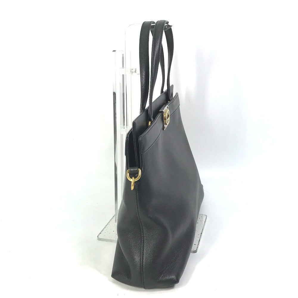 GUCCI Handbag 630595 leather black Tote Bag Interlocking G Women Used