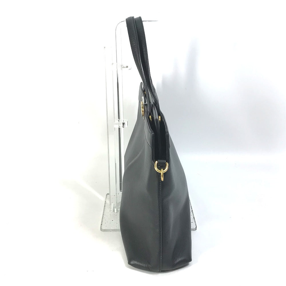 GUCCI Handbag 630595 leather black Tote Bag Interlocking G Women Used