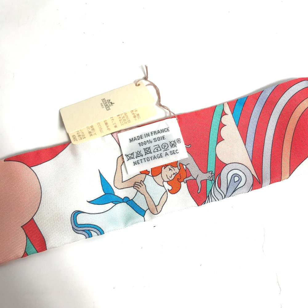 HERMES scarf silk Red Flying Carre Carres Volants Twilly Twilly Women Used
