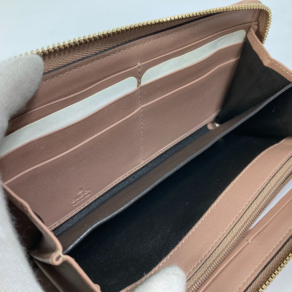 GUCCI Long Wallet Purse 257003 leather pink MAYFAI Ribbon Guccissima Ribbon Women Used