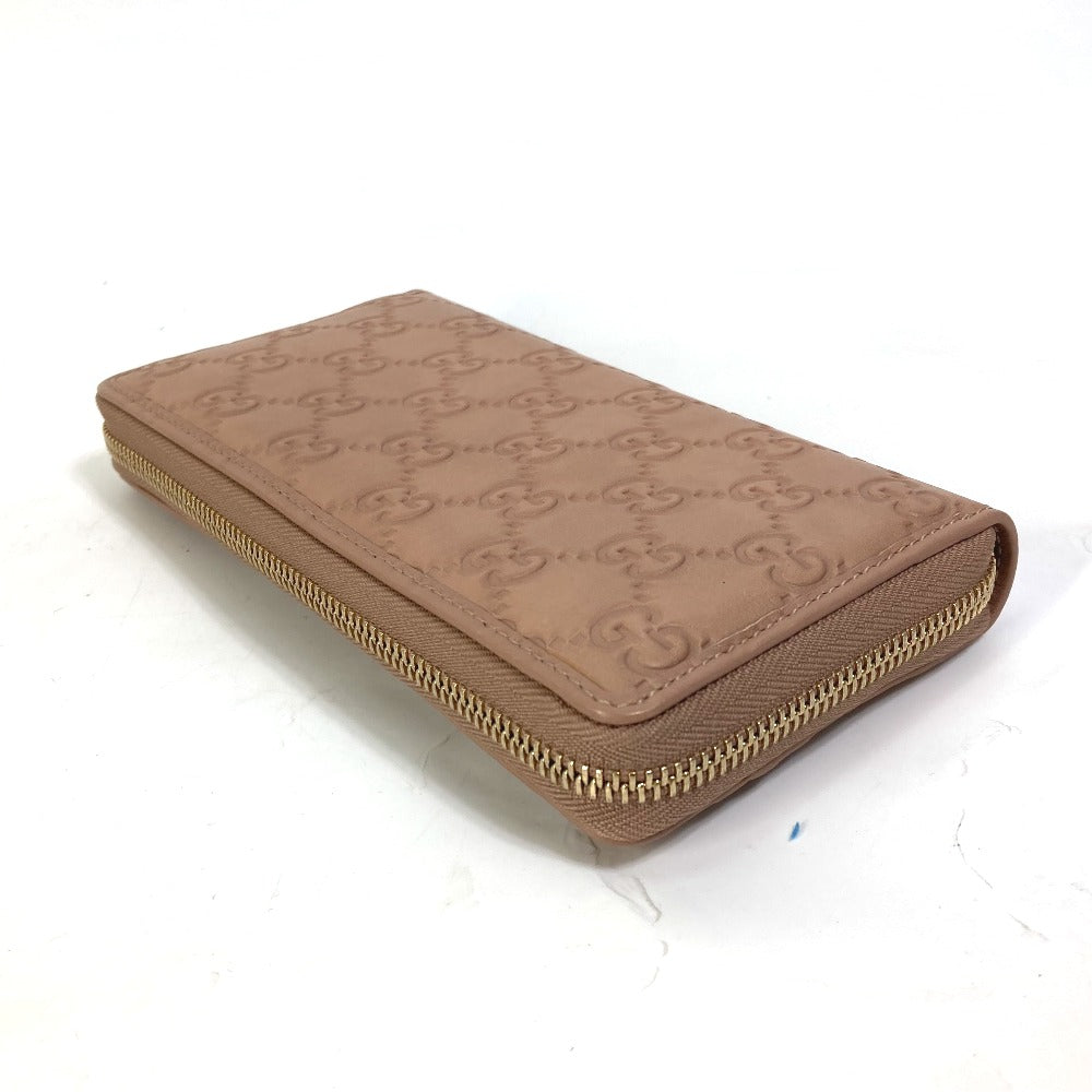 GUCCI Long Wallet Purse 257003 leather pink MAYFAI Ribbon Guccissima Ribbon Women Used