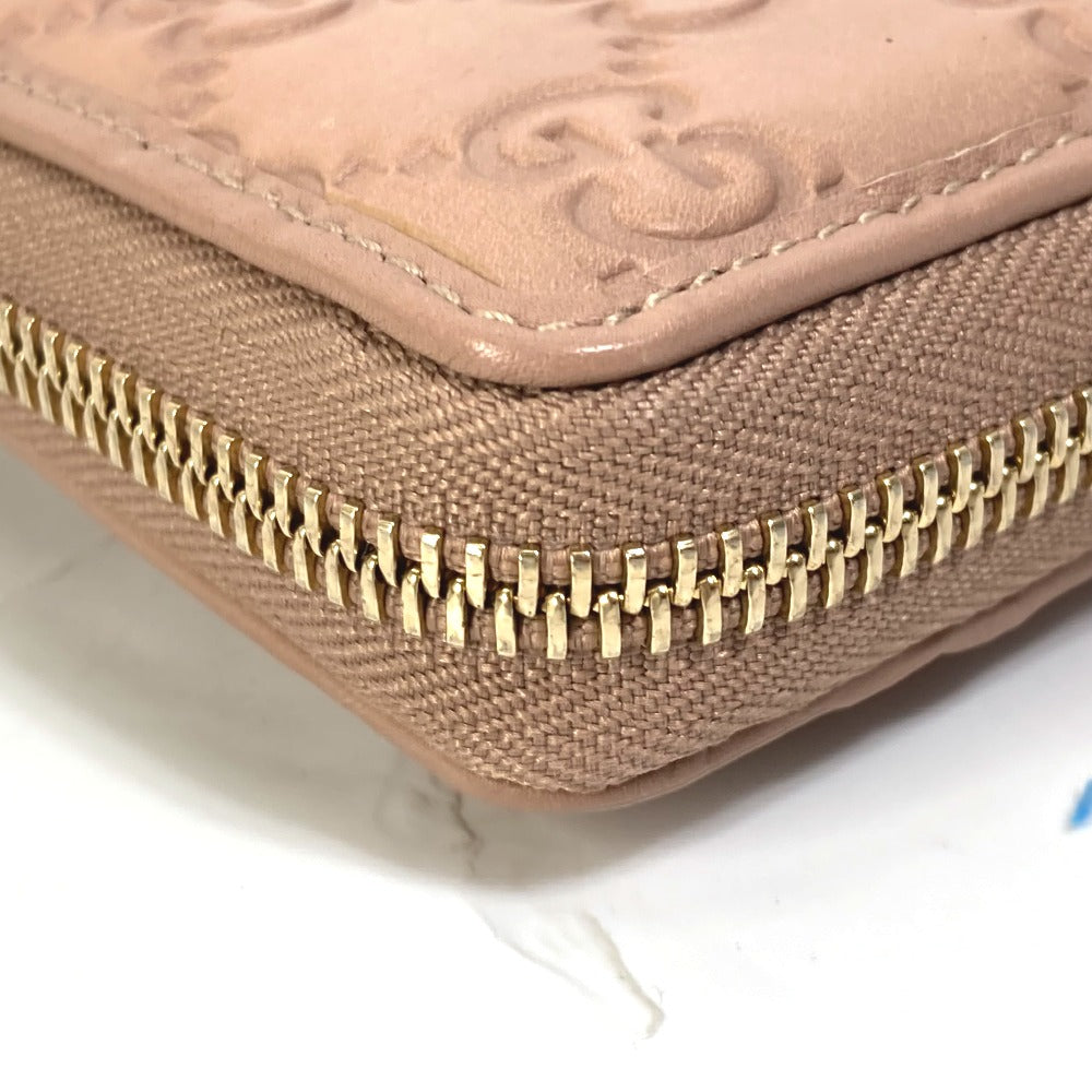 GUCCI Long Wallet Purse 257003 leather pink MAYFAI Ribbon Guccissima Ribbon Women Used