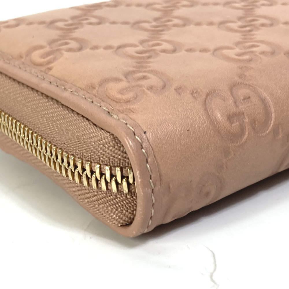 GUCCI Long Wallet Purse 257003 leather pink MAYFAI Ribbon Guccissima Ribbon Women Used