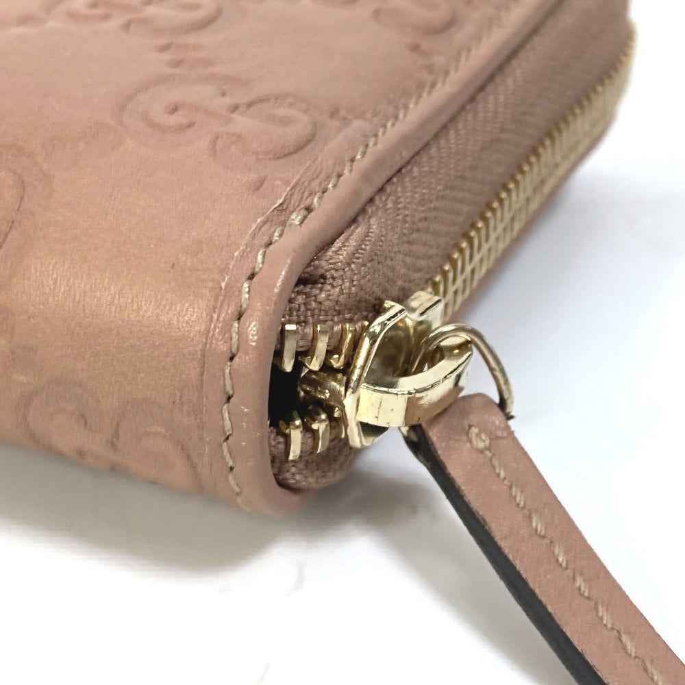 GUCCI Long Wallet Purse 257003 leather pink MAYFAI Ribbon Guccissima Ribbon Women Used
